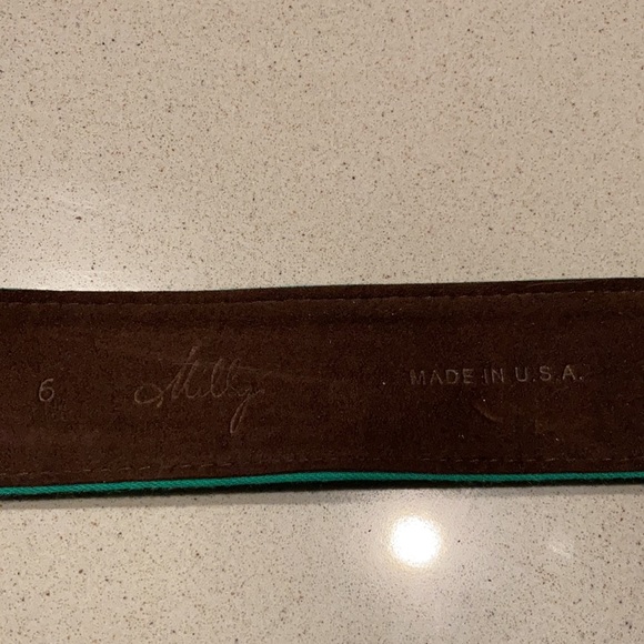 Milly Belt Wide Green Gold Statement Buckle Belt Size 6 - Picture 4 of 6